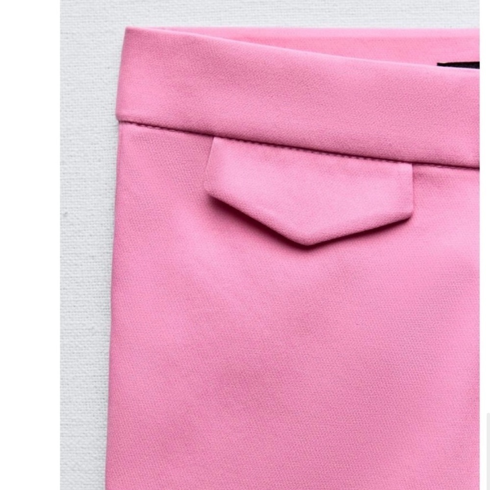NWT Zara Pink High Rise Cropped Kick Flare Pants Trousers Large - Picture 8 of 16
